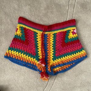FARM Rio Striped Scarf Crochet Shorts